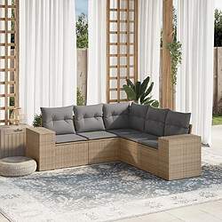 vidaXL Salon de jardin avec coussins 5 pcs beige résine tressée