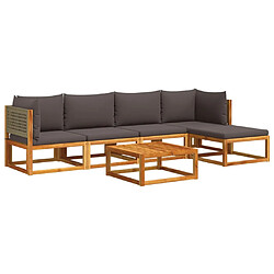 vidaXL Salon de jardin avec coussins 6 pcs bois d'acacia solide