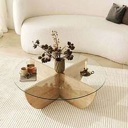 Acheter Hanah Home Table basse en verre et aggloméré Lily chêne.