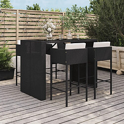 Maison Chic Ensemble de bar de jardin 5 pcs et coussins,Table + chaises + coussins d'extérieur noir poly rotin -GKD426427