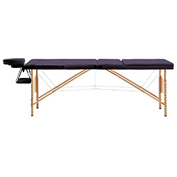 vidaXL Table de massage pliable 3 zones Bois Violet