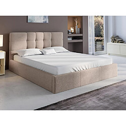 Lit coffre 140 x 190 cm - Tissu - Beige + Matelas - ELIAVA de Pascal Morabito 