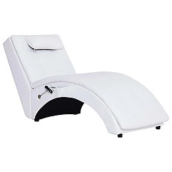 Maison Chic Chaise longue de massage avec oreiller| Bain de soleil Relax | Transat Blanc Similicuir -GKD95476