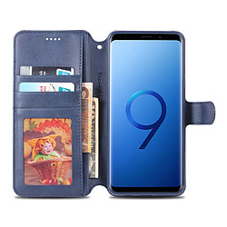 Acheter Wewoo Housse Coque Pour Galaxy S9 Plus AZNS Étui en cuir PU avec support et fentes cartes et cadre photo texture de mollet et Bleu