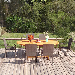 vidaXL Ensemble à Manger de jardin 7 pcs Résine tressée Marron