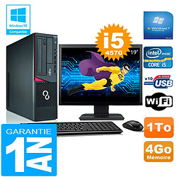 PC Fujitsu Esprimo E720 E85+ SFF Core I5-4570 4Go Disque 1 To Wifi W7 Ecran 19" - Occasion