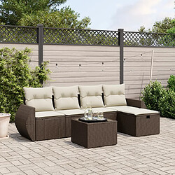 vidaXL Salon de jardin avec coussins 6 pcs marron résine tressée