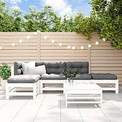 Maison Chic Salon de jardin 6 pcs - Table et chaises d'extérieur - Mobilier/Meubles de jardin Moderne Blanc Bois de pin massif -MN71656