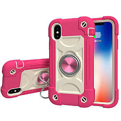 Universal Associable YH pour l'iPhone X / XS / 5.8 Shell de téléphone mobile, coque de support de rotation de couleur de contraste, couvercle de protection tout compris tout compris (rouge rose)