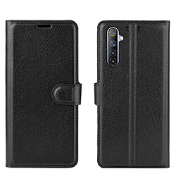 Etui en PU surface de litchi noir pour votre Realme 6