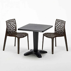 Grand Soleil Table et 2 chaises colorées polypropylen