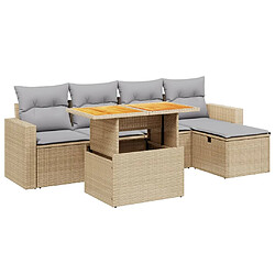 vidaXL Salon de jardin avec coussins 6 pcs beige résine tressée