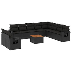 Maison Chic Salon de jardin 11 pcs avec coussins, Ensemble Tables et chaises d'extérieur noir résine tressée -GKD844955