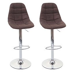 Decoshop26 2x tabourets de bar comptoir chaise haute en tissu marron foncé base et cadre en acier chromé 04_0000482