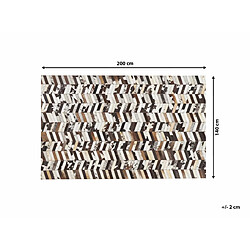 Beliani Tapis patchwork à motif zigzag marron et blanc 140 x 200 cm AKYELE