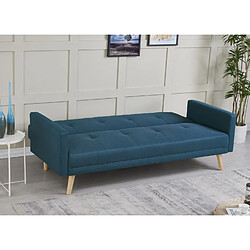 Concept Usine Canapé scandinave convertible 3 places tissu bleu canard WOODEN pas cher