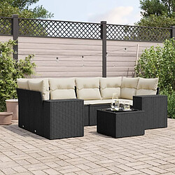 Maison Chic Ensemble Tables et chaises d'extérieur 7pcs avec coussins,Salon de jardin noir résine tressée -GKD298944