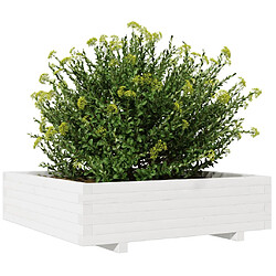 Avis vidaXL Jardinière blanc 90x90x26,5 cm bois de pin massif