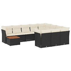 Maison Chic Salon de jardin 11 pcs avec coussins | Ensemble de Table et chaises | Mobilier d'Extérieur noir résine tressée -GKD50500