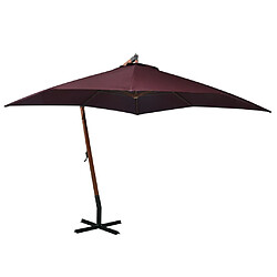 vidaXL Parasol de jardin suspendu et mât rouge bordeaux bois de sapin