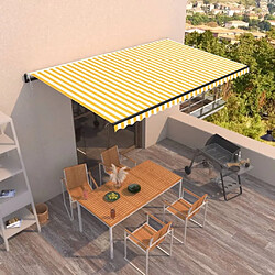 Maison Chic Store banne | Auvent rétractable de porte | Marquise Brise-soleil automatique 500x300 cm Jaune et blanc -GKD80974