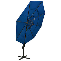 Helloshop26 Parasol à 4 niveaux avec mât en aluminium 3 x 3 m bleu 02_0008787