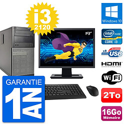 PC Tour Dell 390 MT Ecran 19" i3-2120 RAM 16Go Disque 2To HDMI Windows 10 Wifi - Occasion