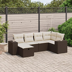 vidaXL Salon de jardin avec coussins 6 pcs marron résine tressée