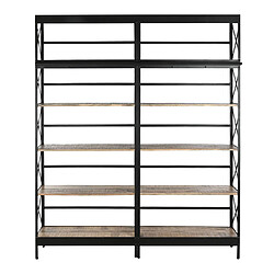 Pegane Etagère, bibliothèque en bois coloris naturel et métal noir - longueur 180 x profondeur 35 x Hauteur 220 cm