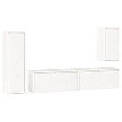 Maison Chic Meubles TV 4 pcs pour salon Blanc Bois massif de pin -MN10168