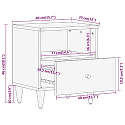 vidaXL Tables de chevet 2 pcs 40x33x46 cm Bois de manguier solide pas cher