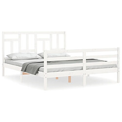 Maison Chic Cadre/structure de lit avec tête de lit pour adulte - Lit Moderne Chambre blanc King Size bois massif -MN64269