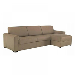 Inside 75 Canapé d'angle DREAMER convertible EXPRESS 160cm CUIR VACHETTE taupe claire matelas 16 cm