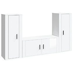 vidaXL Ensemble de meubles TV 3 pcs Blanc brillant Bois d'ingénierie