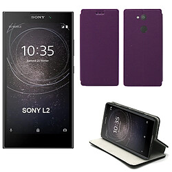 Sony L2 4G : Etui violet Slim Style Cuir avec stand - Housse noire coque anti choc de protection smartphone pour Sony L 2 smartphone 2018 - Accessoires pochette case XEPTIO