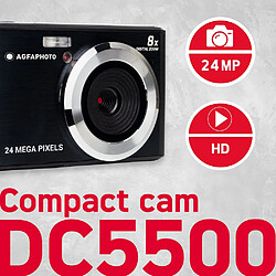 AGFA PHOTO Realishot DC5500 - Appareil Photo Numérique Compact, 24 MP, 2.4'' LCD, Zoom Digital 8x, Batterie Lithium - Noir- RECONDITIONNE - Noir