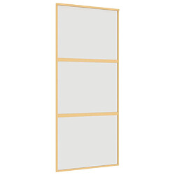 vidaXL Porte coulissante doré 90x205 cm verre ESG dépoli et aluminium