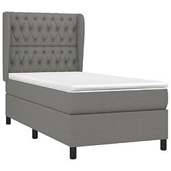 Avis Maison Chic Lit Adulte - Lit simple Lit à sommier tapissier avec matelas moelleux - Meuble de Chambre - Gris foncé 100x200cm Tissu -MN30500