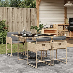 Maison Chic Ensemble à manger d'extérieur 5 pcs avec coussins,Salon de jardin,Mobilier de jardin mélange beige rotin -GKD303972