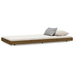 vidaXL Cadre de lit sans matelas marron miel 75x190 cm bois pin massif