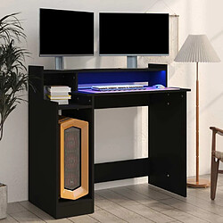 Maison Chic Bureau solide,Table de travail,Bureau d'ordinateur avec lumières LED noir 97x45x90 cm bois d'ingénierie -GKD69169