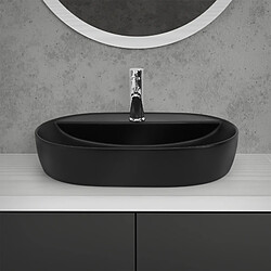 Acheter ML-Design Lavabo en Céramique Noir Nat 60 x 40 x 12 cm, Ovale, Vasque à Poser sur Table de Toilette, Lave-Mains pour la Salle de Bains / WC Invités, Design Minimaliste Moderne