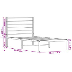 vidaXL Cadre de lit métal sans matelas avec tête de lit noir 90x200 cm pas cher