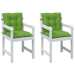 vidaXL Coussins de chaise à dossier bas lot de 2 vert mélangé tissu