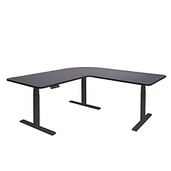 Decoshop26 Bureau d'angle table d'ordinateur réglable en hauteur électriquement 178x178cm MDF noir 04_0002504 