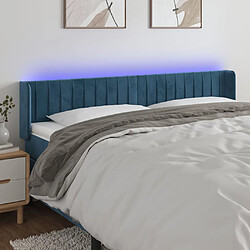 vidaXL Tête de lit à LED Bleu foncé 203x16x78/88 cm Velours