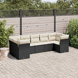 vidaXL Salon de jardin 7 pcs avec coussins noir résine tressée