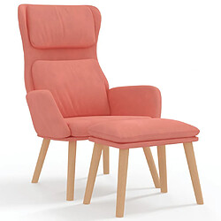 vidaXL Chaise de relaxation avec tabouret Rose Velours