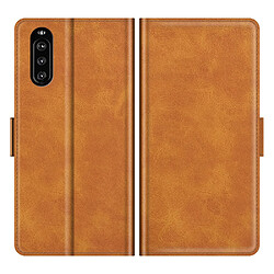 Etui en PU Double fermoir magnétique avec support marron pour votre Sony Xperia 10 III