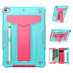 Coque en TPU + silicone avec béquille en forme de T, anti-chute, antichoc aqua/Rose pour votre Apple iPad 10.2 (2021)